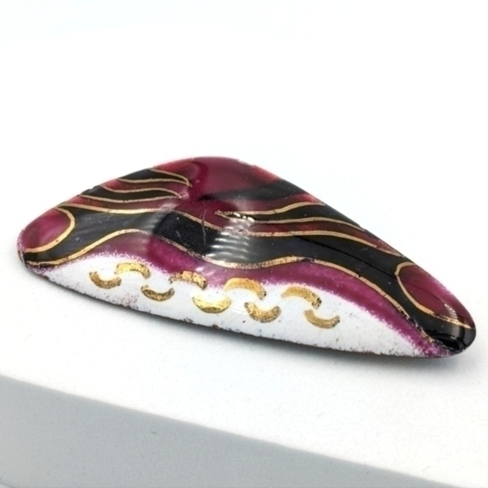 Hand crafted signed Pam Danielle St. Jean Quebec enamel brooch pin